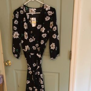 Bar III 3/4sleeve hi-low wrap dress